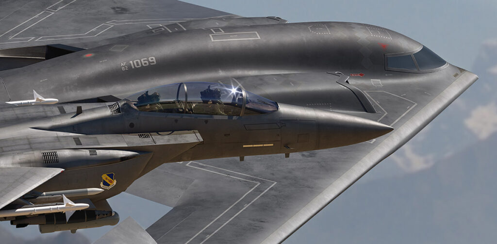 McDonnell Douglas F-15E Strike Eagle assisting on the flight Nor