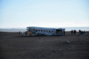 Wreck of an Airplane on a Beach