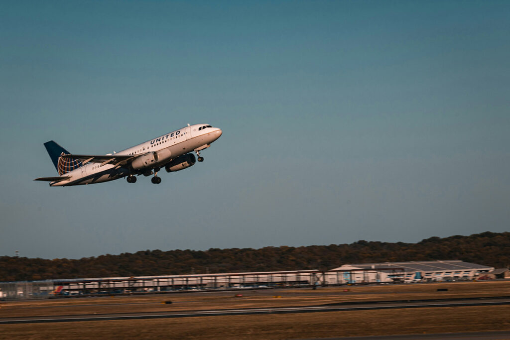 an airplane taking off
