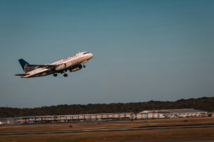 an airplane taking off