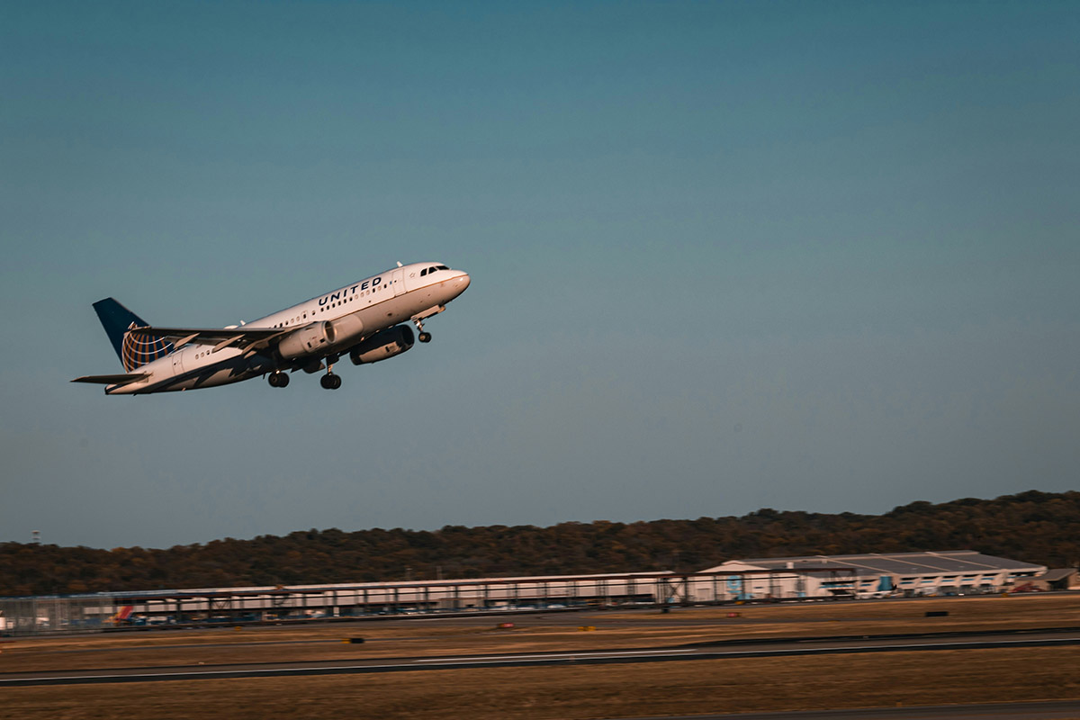 an airplane taking off