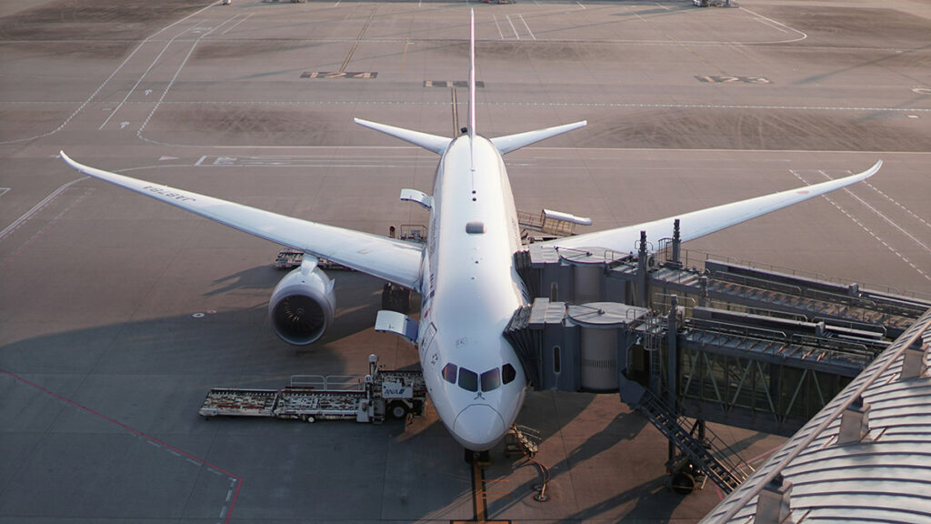 white airliner in airport